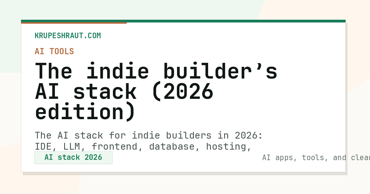The indie builder’s AI stack (2026 edition)